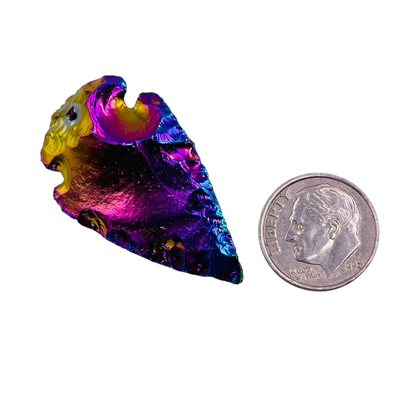 40mm Handcrafted Obsidian Arrow Pendant Magic Purple
