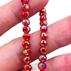 6mm Thunder Polish Round Disco Cut Red Super AB