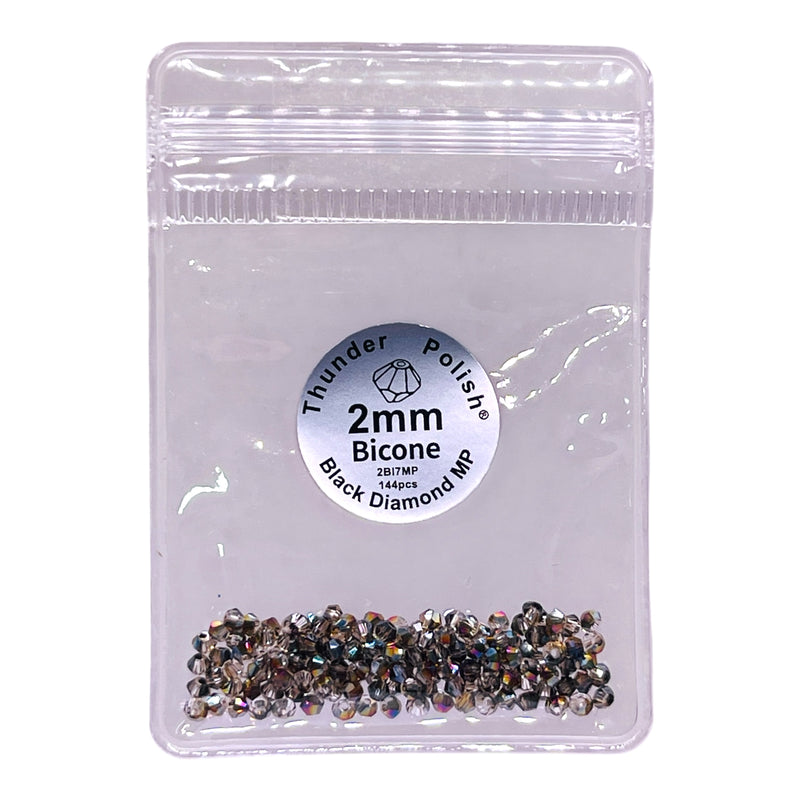 2mm Thunder Polish Glass Crystal Bicone Black Diamond MP
