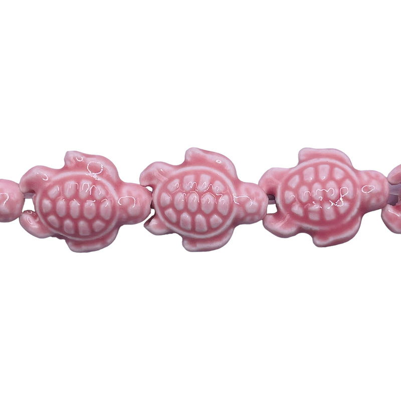 18x15mm Turtle Ceramic Handmade Pink