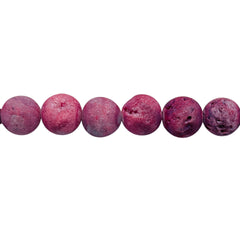 8mm Druzy Round Fushia