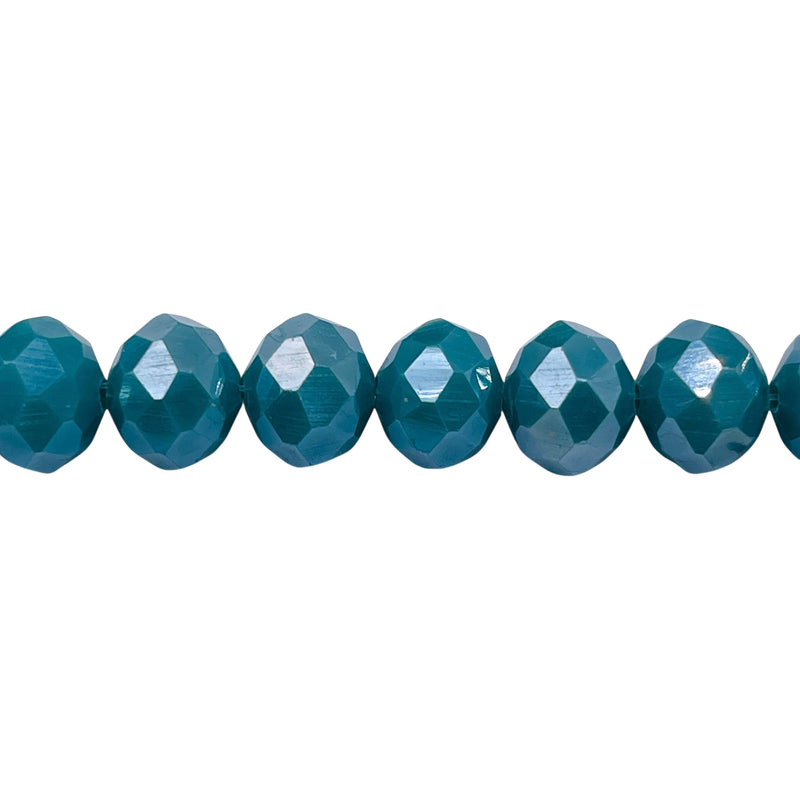 10mm Thunder Polish Glass Crystal Roundel Cut Turquoise Jade AB