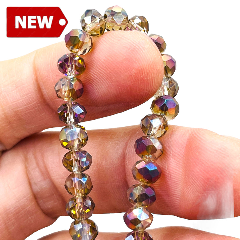 6mm Thunder Polish Glass Crystal Roundel Cut Black Diamond MP