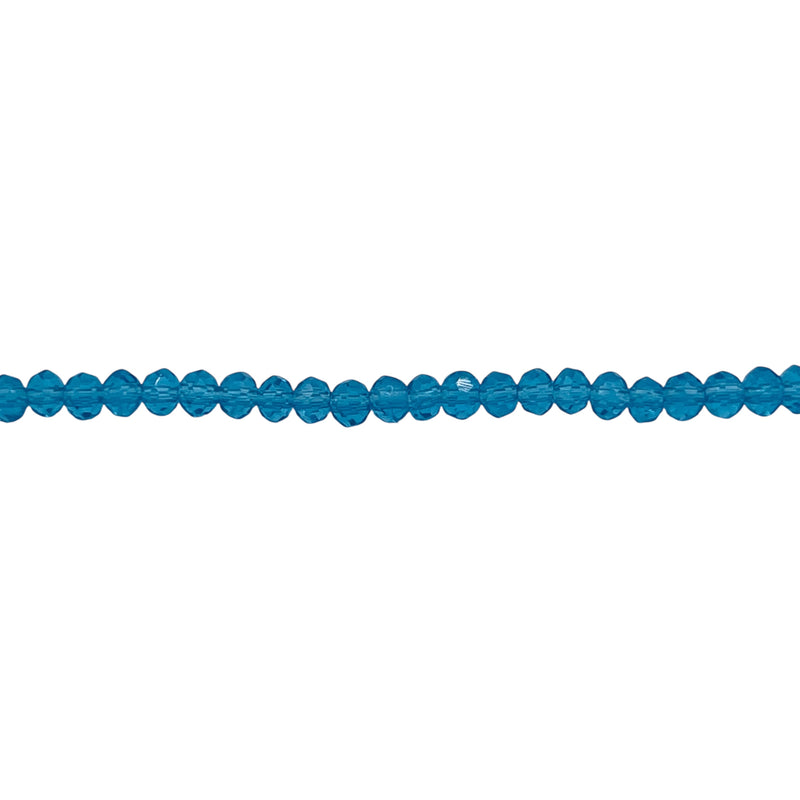3mm Thunder Polish Glass Crystal Roundel Cut Med Aquamarine