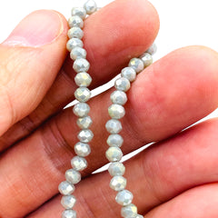 4mm Thunder Polish Glass Crystal Roundel Cut Gray Gold
