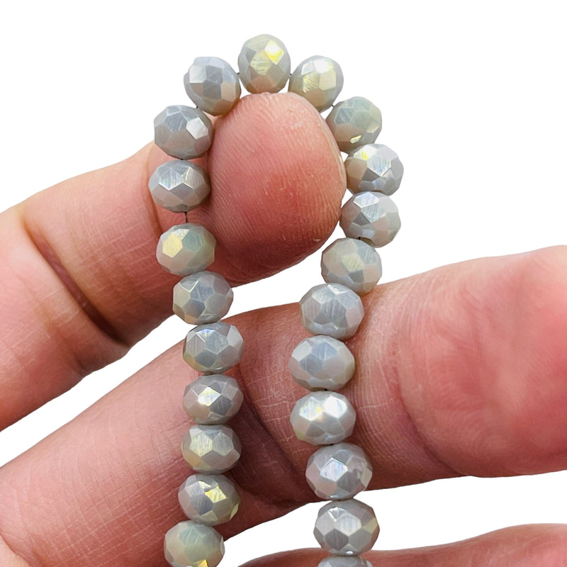 6mm Thunder Polish Glass Crystal Roundel Cut Gray Gold