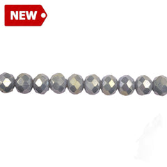 6mm Thunder Polish Glass Crystal Roundel Cut Gray Gold