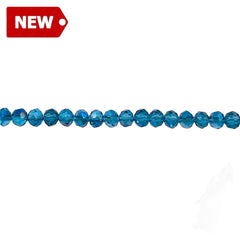 4mm Thunder Polish Glass Crystal Roundel Cut Med. Aquamarine MP