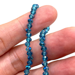 4mm Thunder Polish Glass Crystal Roundel Cut Med. Aquamarine MP