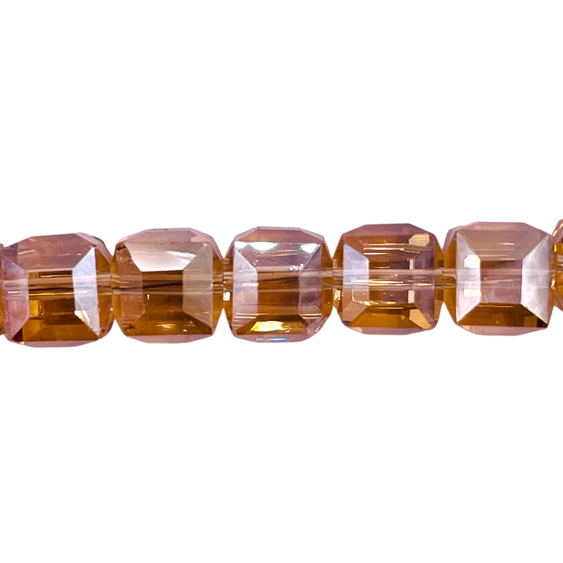 10mm Cube Glass Crystal Gold Champagne