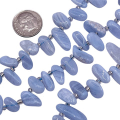 9-13mm Chips Blue Lace Agate side drilled