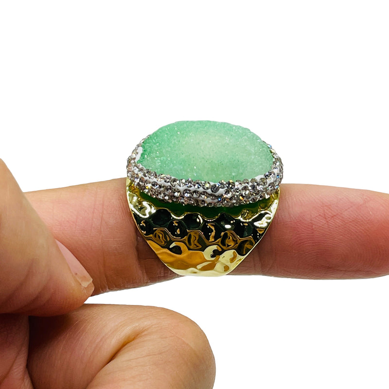 Green Druzy Handmade Ring