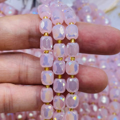 9x8mm Barrel Cut Rose Jade AB