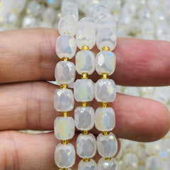 9x8mm Barrel Cut White Jade AB