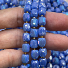 9x8mm Barrel Cut Sapphire Jade AB