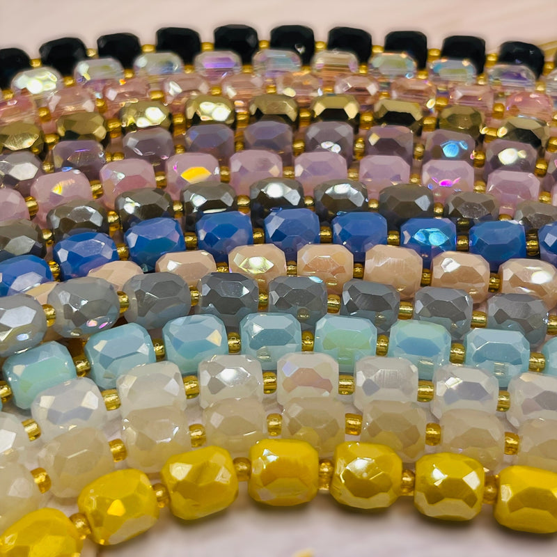 9x8mm Barrel Cut Rose Jade AB