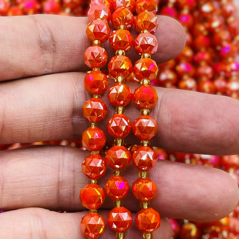 8mm Starcut Round Orange Jade AB