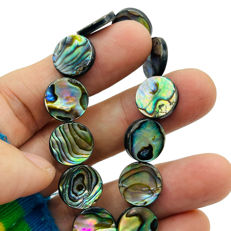 14mm Round Natural Abalone  Handmade