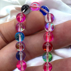 8mm Round Aurora Shiny Rainbow