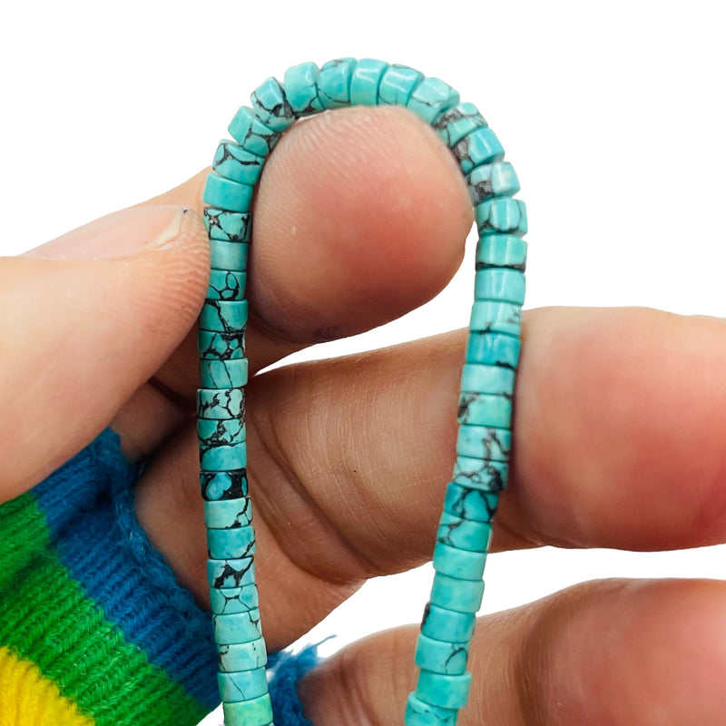 4x2mm Cylinder Turquoise Dyed and Stabilized