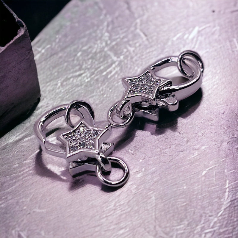 16mm Star Clasps Rhodium Plated