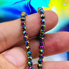 4mm Round Cut Hematite Rainbow