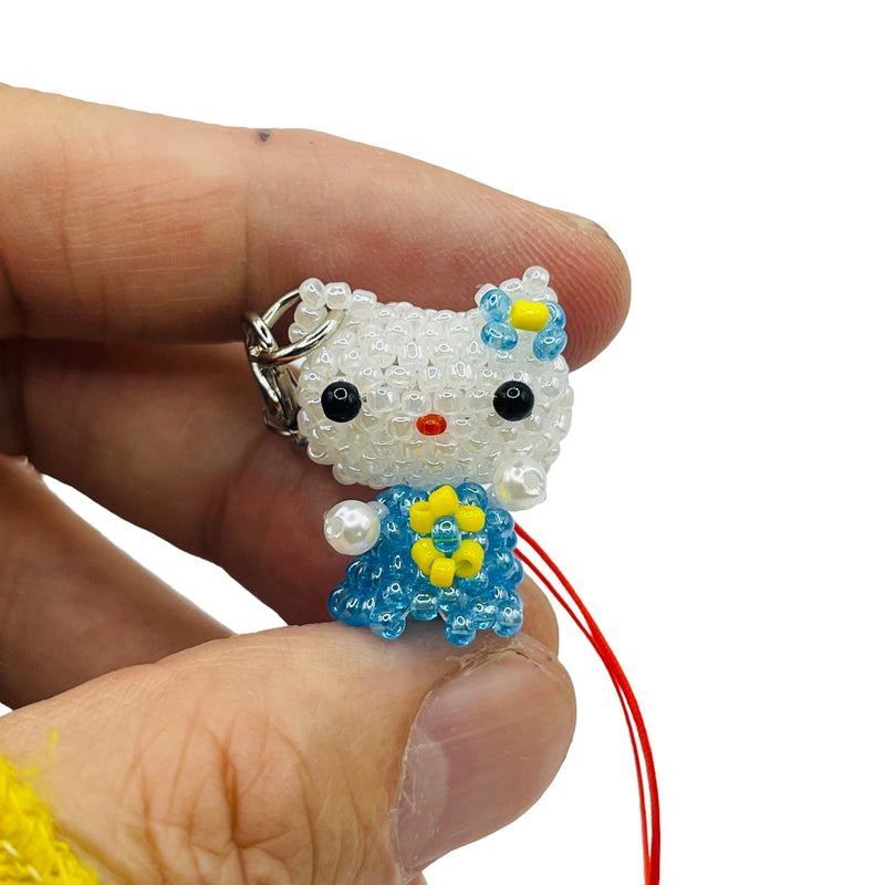 Handmade Beaded Kitty with Strap