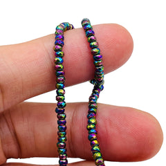 3x2mm Roundel Cut Hematite Rainbow