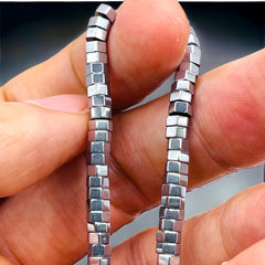 5x2mm Hexagon Hematite Rhodium
