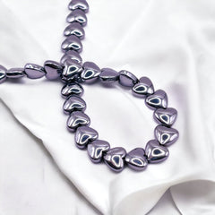 6mm Heart Hematite Rhodium