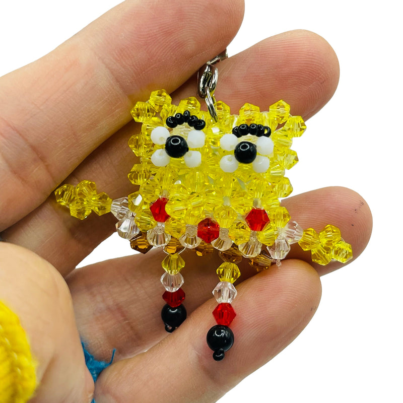 Handmade Beaded Sponge Man with Strap