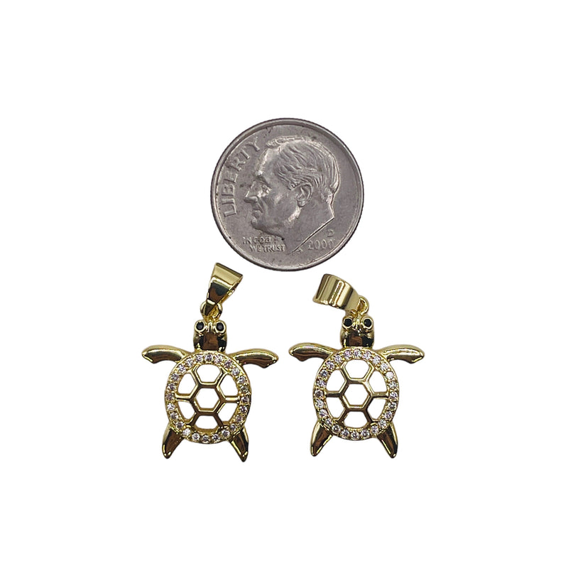 19x16mm Rhinestones Charm Turtle