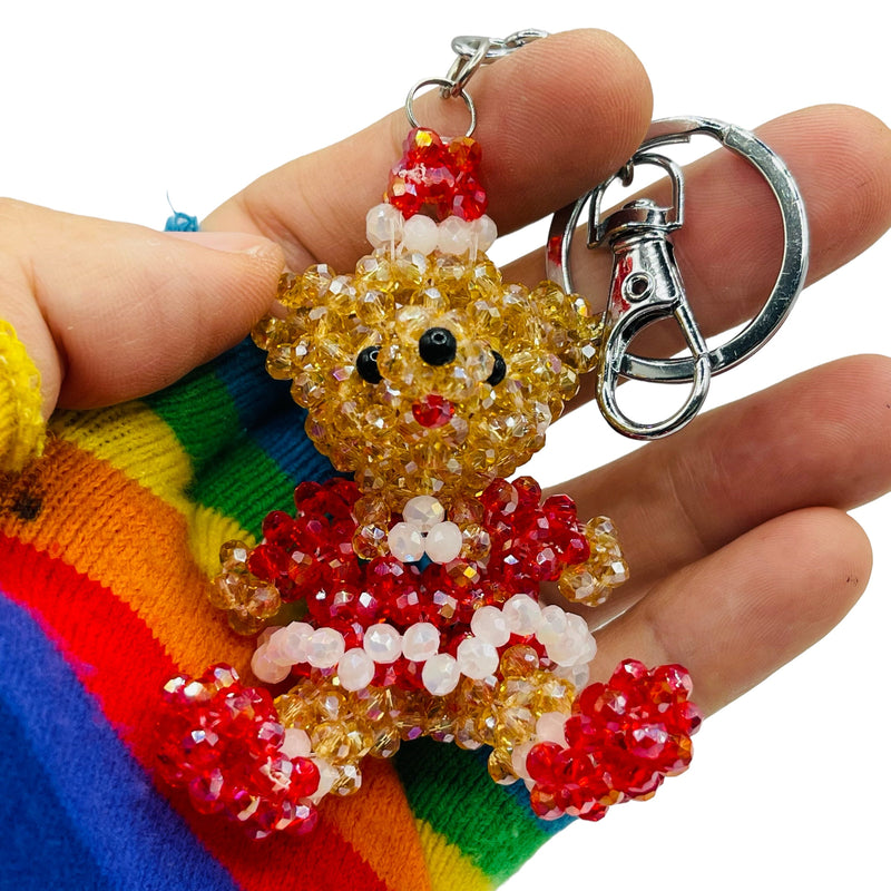 Handmade Beaded Bear with Keychain