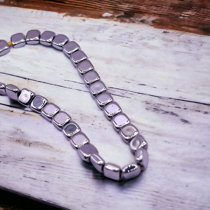4x2mm Square Hematite Rhodium