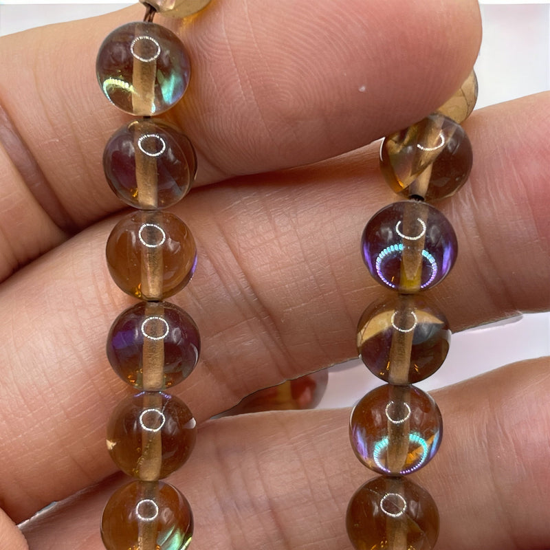 8mm Round Aurora Shiny Rainbow