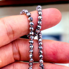 4mm Round Cut Hematite Rhodium