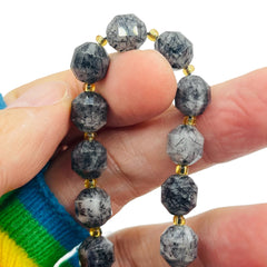 10mm Lantern Cut Black Rutilated Quartz