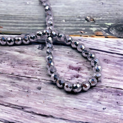 4mm Round Cut Hematite Rhodium