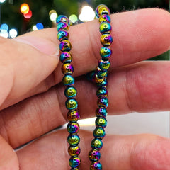 4mm Round Hematite Rainbow