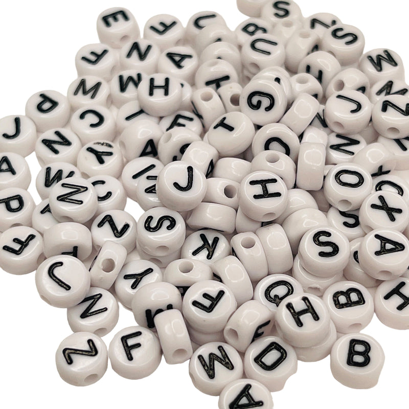 7mm Round Letter Acrylic Beads