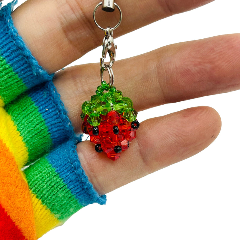 Handmade Beaded Strawberry with Strap