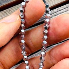 4mm Round Cut Hematite Rhodium