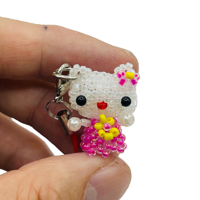 Handmade Beaded Kitty with Strap