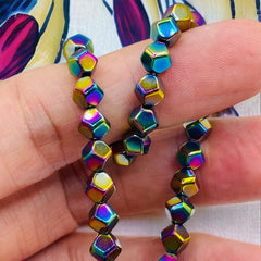 6mm Pentagon Hematite Rainbow